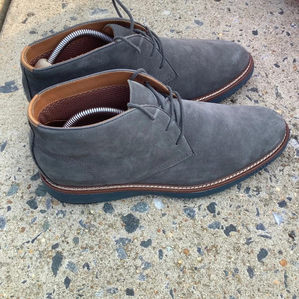 Johnston & Murphy Mens Gray Nubuck Leather Chukka Boots Trufoam 20-7919 11M